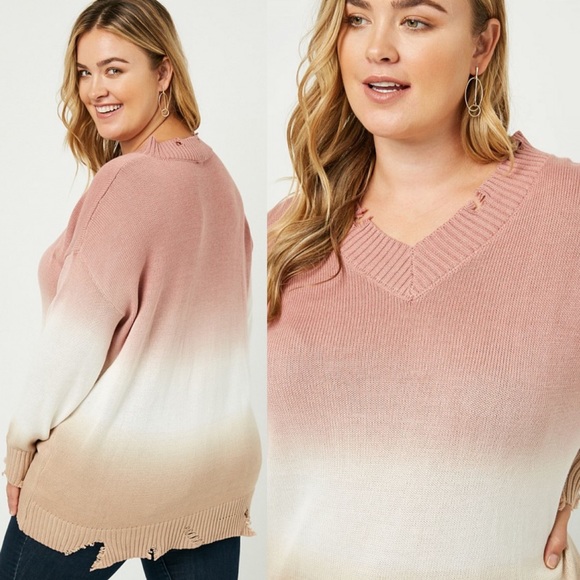 Pink On It Plus Size Ombré Sweater - Picture 2 of 2